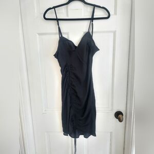 Free people intimately little black slip dress with ruching and tie